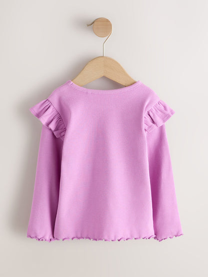 Dsiney Kidz - Lilac Purple Ribbed Long Sleeve Frill T-Shirt (3mths-7yrs) image 5
