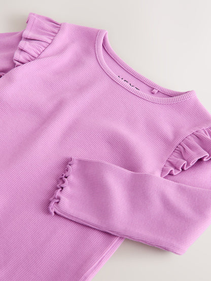 Dsiney Kidz - Lilac Purple Ribbed Long Sleeve Frill T-Shirt (3mths-7yrs) image 6