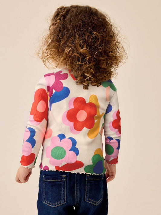 Dsiney Kidz - Pink Rainbow Flower Rib Long Sleeve T-Shirt (3mths-7yrs) image 2