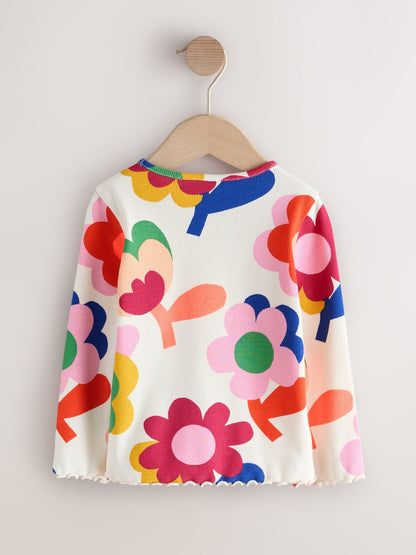 Dsiney Kidz - Pink Rainbow Flower Rib Long Sleeve T-Shirt (3mths-7yrs) image 5