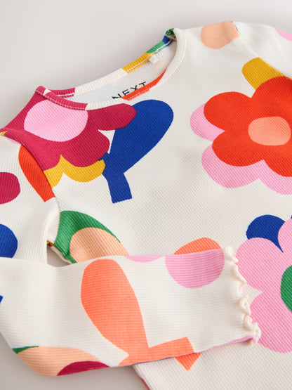 Dsiney Kidz - Pink Rainbow Flower Rib Long Sleeve T-Shirt (3mths-7yrs) image 6