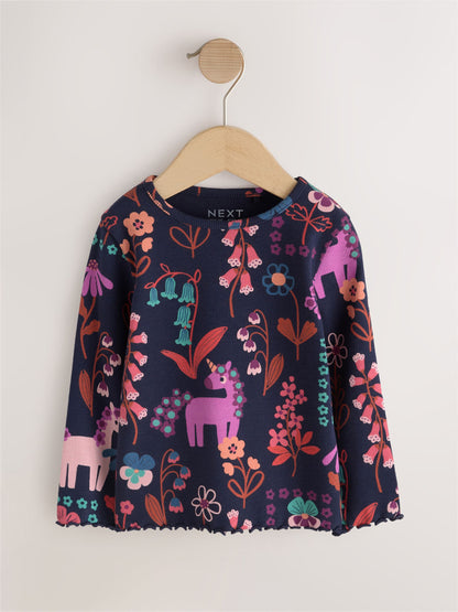 Dsiney Kidz - Navy Unicorn Rib Long Sleeve T-Shirt (3mths-7yrs) image 4