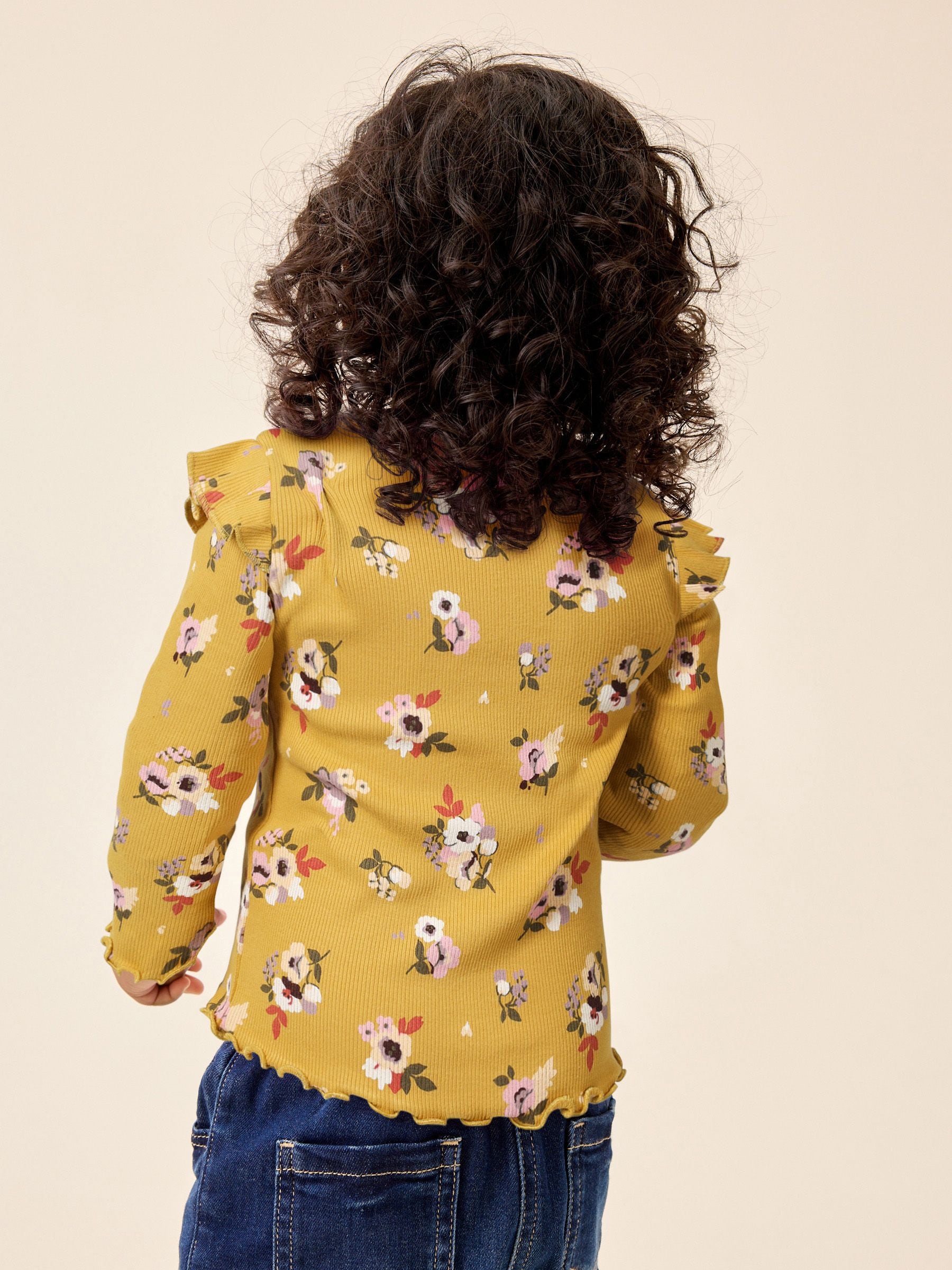 Dsiney Kidz - Green Pink Floral Rib Long Sleeve T-Shirt (3mths-7yrs) image 2