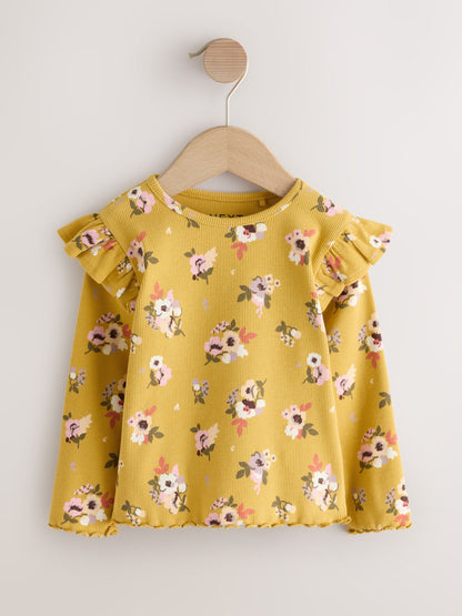 Dsiney Kidz - Green Pink Floral Rib Long Sleeve T-Shirt (3mths-7yrs) image 4
