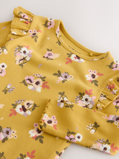 Dsiney Kidz - Green Pink Floral Rib Long Sleeve T-Shirt (3mths-7yrs) image 6