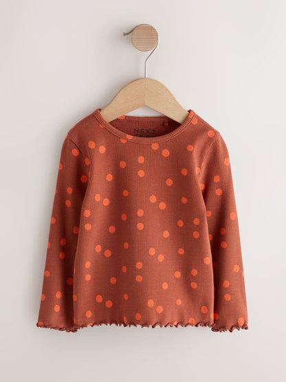 Dsiney Kidz - Brown Orange Spot Rib Long Sleeve T-Shirt (3mths-7yrs) image 4