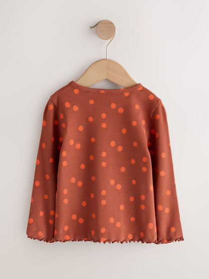 Dsiney Kidz - Brown Orange Spot Rib Long Sleeve T-Shirt (3mths-7yrs) image 5