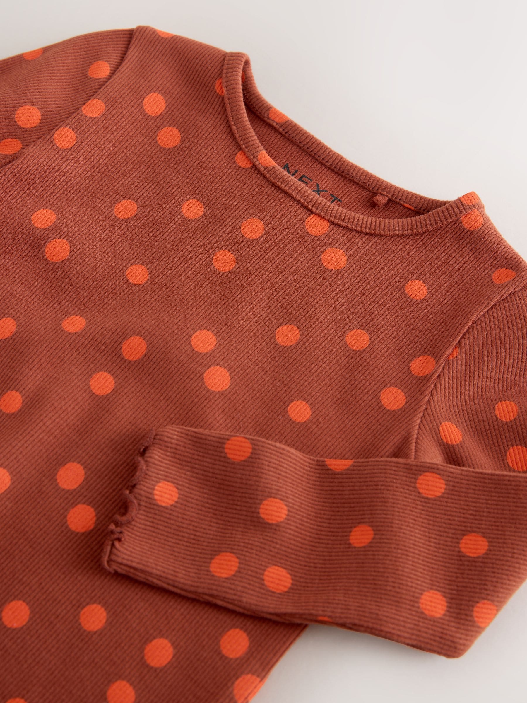 Dsiney Kidz - Brown Orange Spot Rib Long Sleeve T-Shirt (3mths-7yrs) image 6
