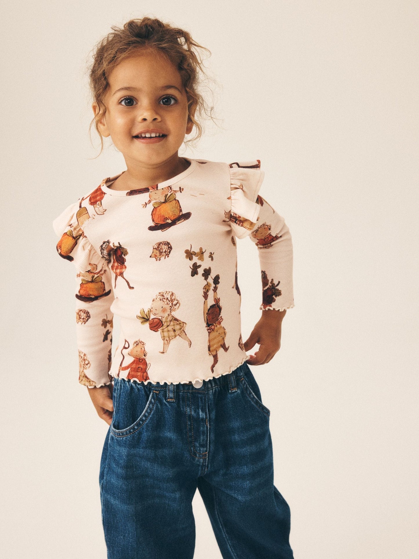 Dsiney Kidz - Cream Autumn Girls Rib Long Sleeve T-Shirt (3mths-7yrs) image 1