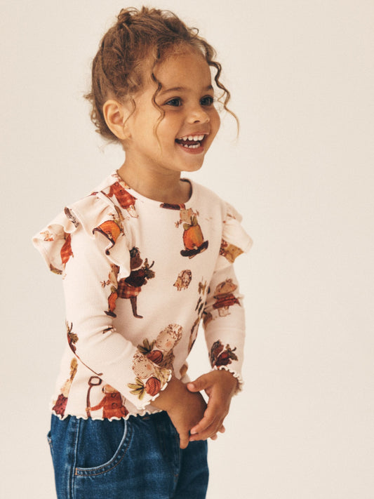 Dsiney Kidz - Cream Autumn Girls Rib Long Sleeve T-Shirt (3mths-7yrs) image 2