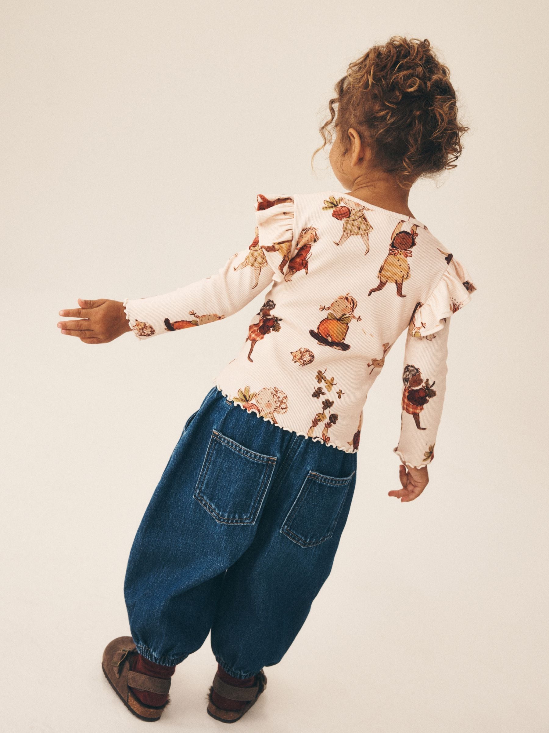 Dsiney Kidz - Cream Autumn Girls Rib Long Sleeve T-Shirt (3mths-7yrs) image 3