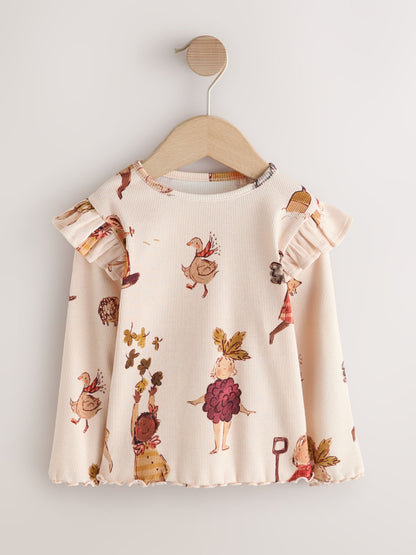 Dsiney Kidz - Cream Autumn Girls Rib Long Sleeve T-Shirt (3mths-7yrs) image 5