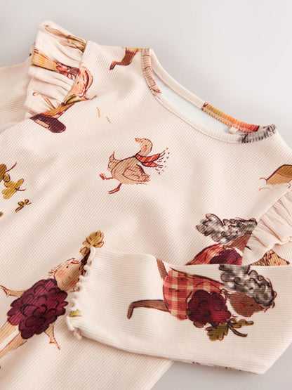Dsiney Kidz - Cream Autumn Girls Rib Long Sleeve T-Shirt (3mths-7yrs) image 7