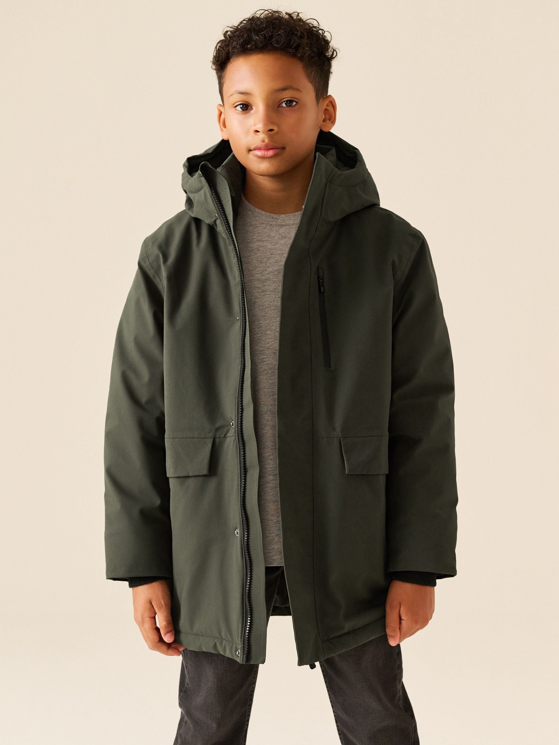 Dsiney Kidz - Khaki Green Waterproof Parka Coat (3-17yrs) image 1