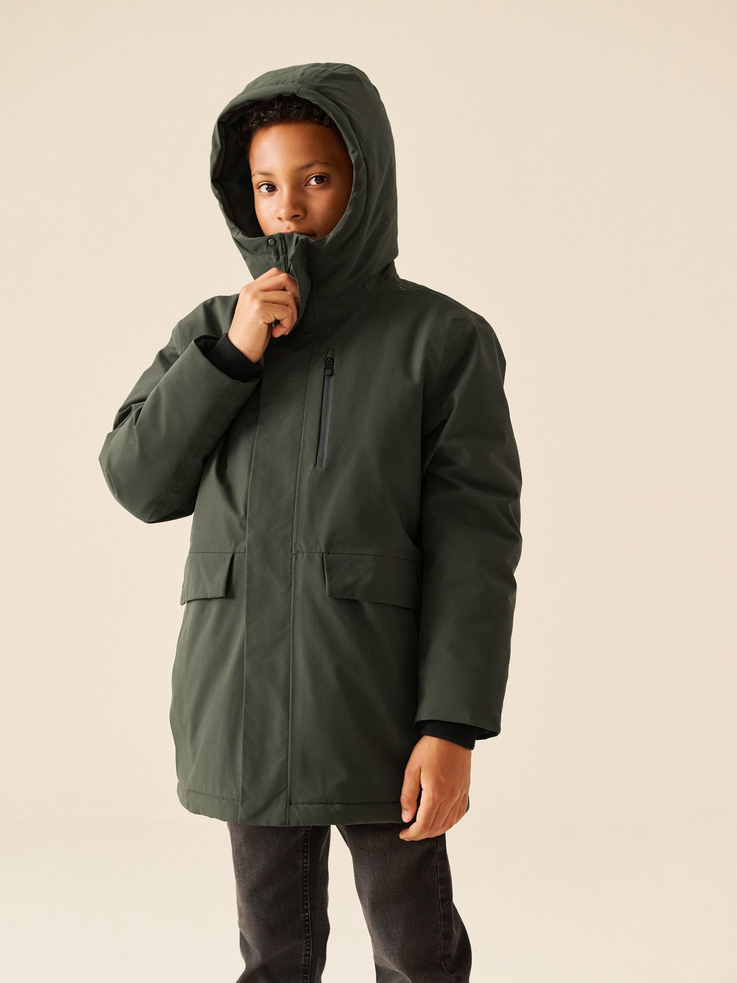 Dsiney Kidz - Khaki Green Waterproof Parka Coat (3-17yrs) image 2