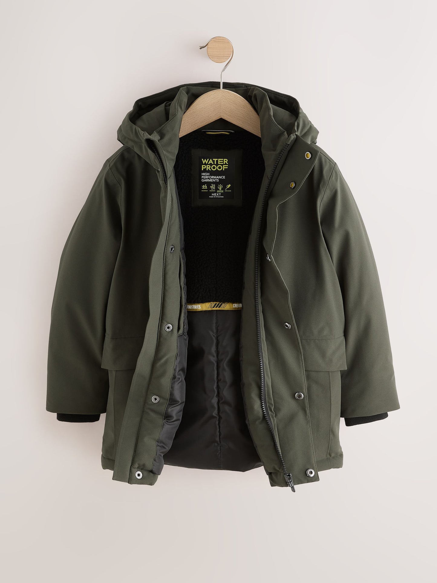 Dsiney Kidz - Khaki Green Waterproof Parka Coat (3-17yrs) image 8