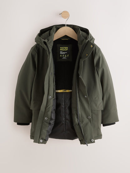 Dsiney Kidz - Khaki Green Waterproof Parka Coat (3-17yrs) image 8