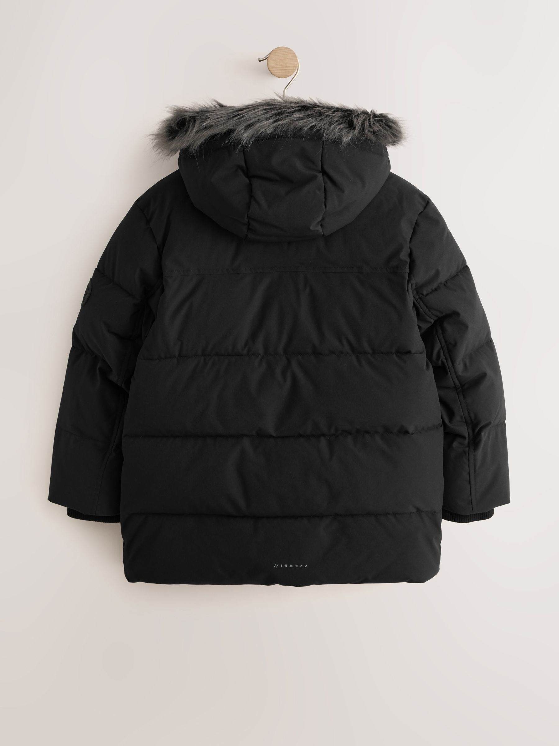 Dsiney Kidz - Black Heavyweight Shower Resistant Faux Fur Trim Parka Coat (3-16yrs) image 11