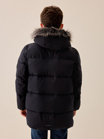 Dsiney Kidz - Black Heavyweight Shower Resistant Faux Fur Trim Parka Coat (3-16yrs) image 3