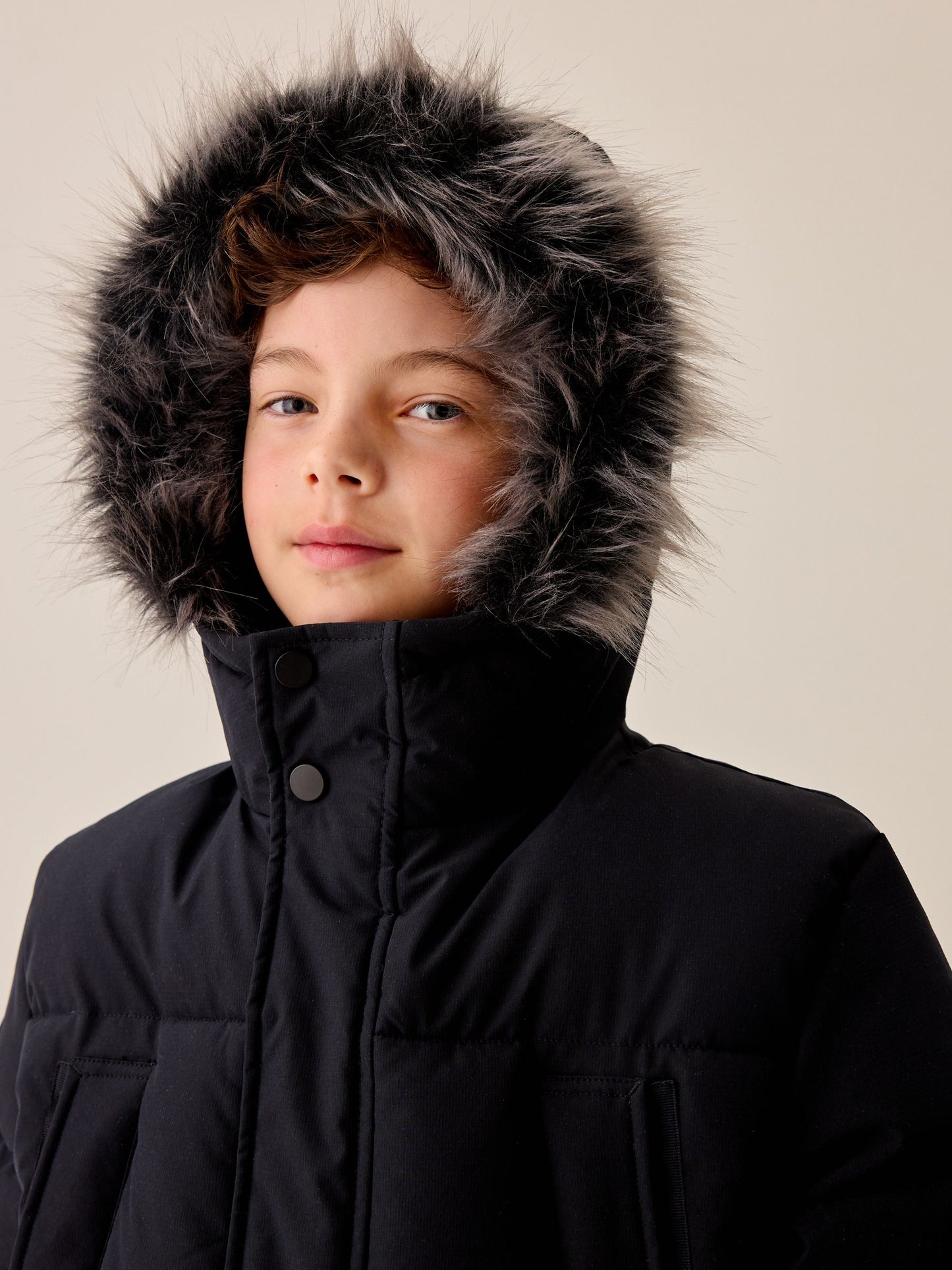 Dsiney Kidz - Black Heavyweight Shower Resistant Faux Fur Trim Parka Coat (3-16yrs) image 6