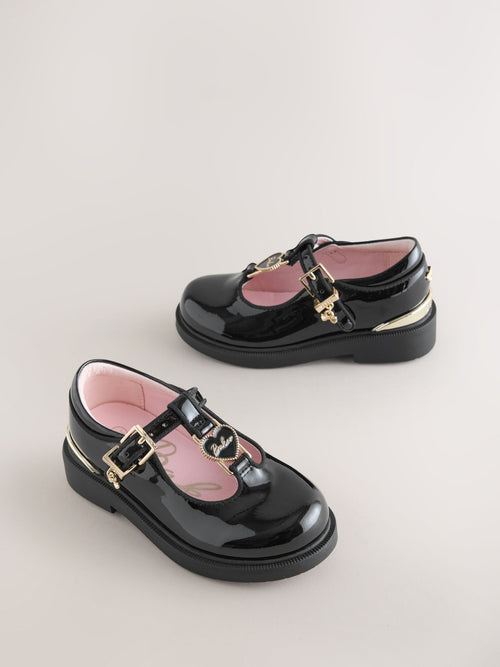 Baker by Ted Baker Back to School Patent T-Bar Chunky Mary Jane Black Shoes image 1