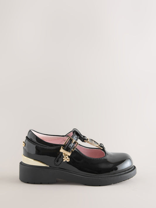 Baker by Ted Baker Back to School Patent T-Bar Chunky Mary Jane Black Shoes image 2