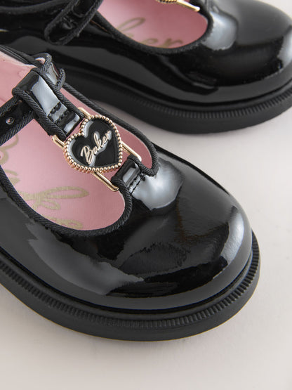 Baker by Ted Baker Back to School Patent T-Bar Chunky Mary Jane Black Shoes image 3