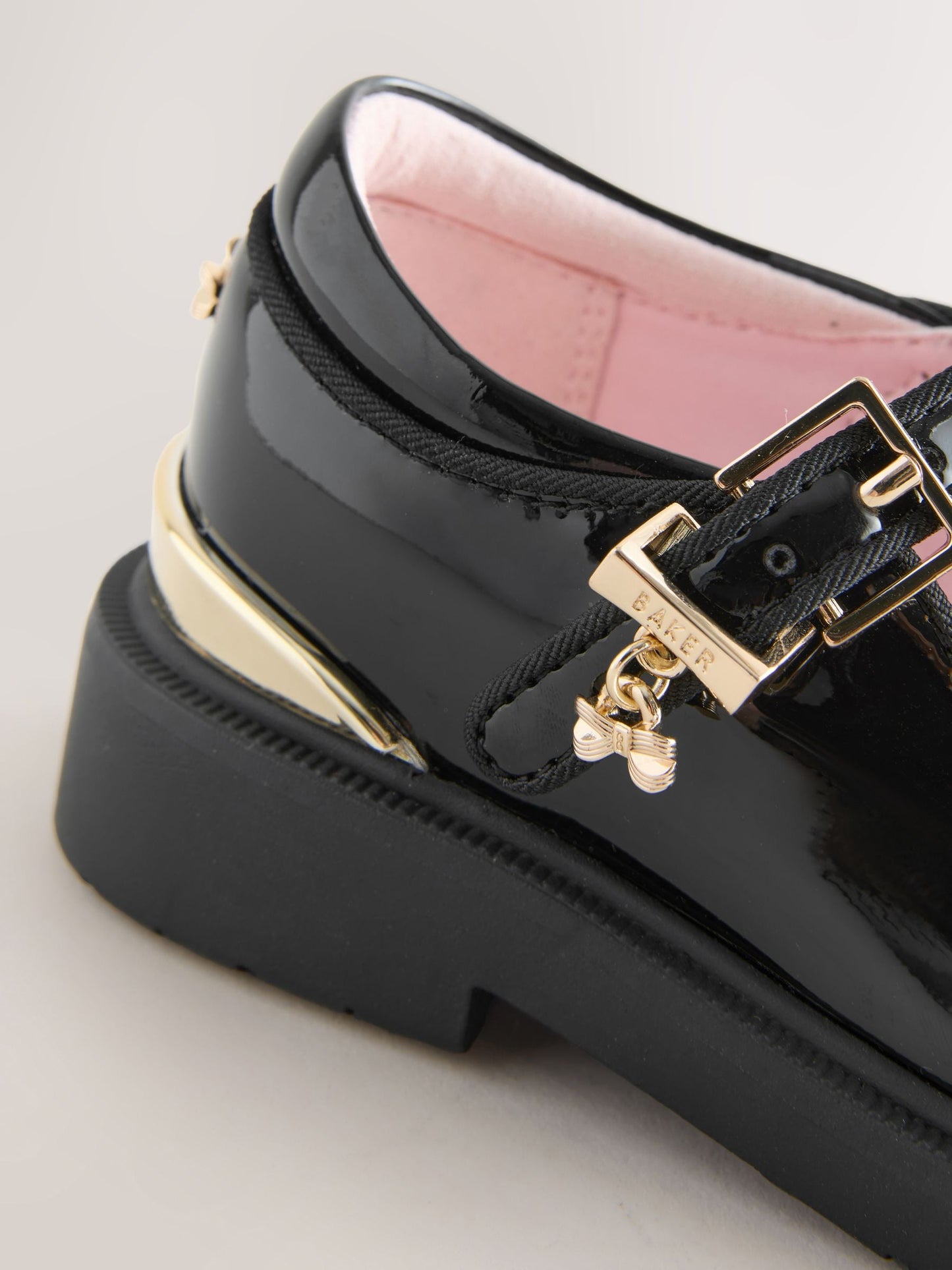 Baker by Ted Baker Back to School Patent T-Bar Chunky Mary Jane Black Shoes image 4