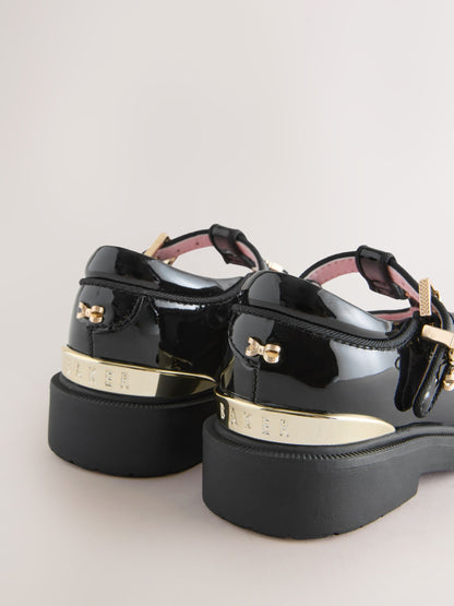 Baker by Ted Baker Back to School Patent T-Bar Chunky Mary Jane Black Shoes image 5