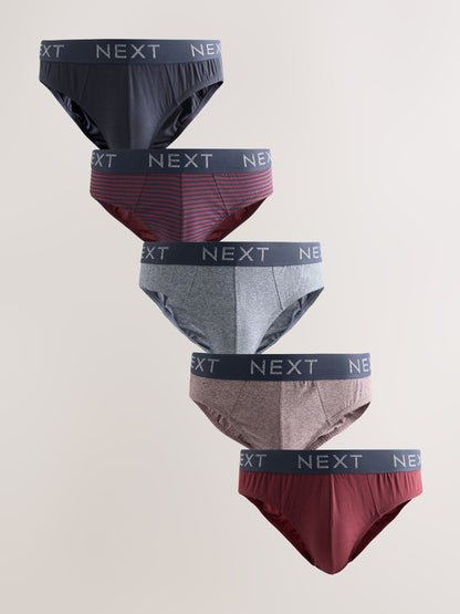 Dsiney Kidz - Burgundy Red Stripe Marl 5 Pack Cotton Rich Briefs image 1