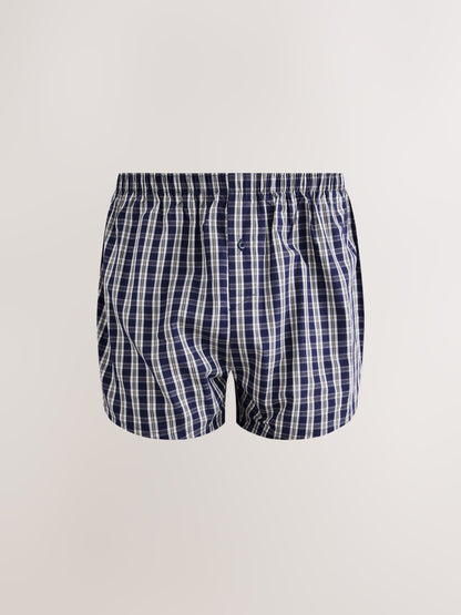 Dsiney Kidz - Navy/Green Check 8 pack Woven Pure Cotton Rich Boxers image 3