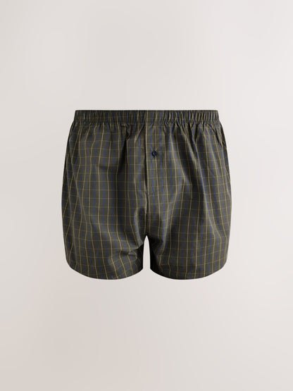 Dsiney Kidz - Navy/Green Check 8 pack Woven Pure Cotton Rich Boxers image 4