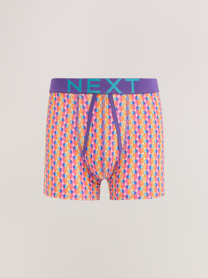 Dsiney Kidz - Blue/Orange Geo Print A-Front Cotton Rich Boxers 5 Pack image 2