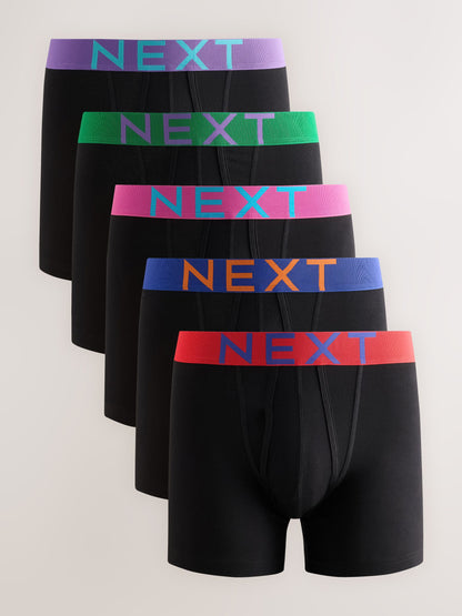 Dsiney Kidz - Black Bright Waistband 5 Pack A-Front Cotton Rich Boxers image 1