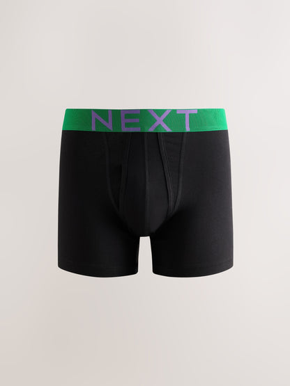Dsiney Kidz - Black Bright Waistband 5 Pack A-Front Cotton Rich Boxers image 5