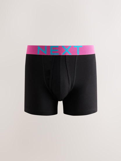 Dsiney Kidz - Black Bright Waistband 5 Pack A-Front Cotton Rich Boxers image 6
