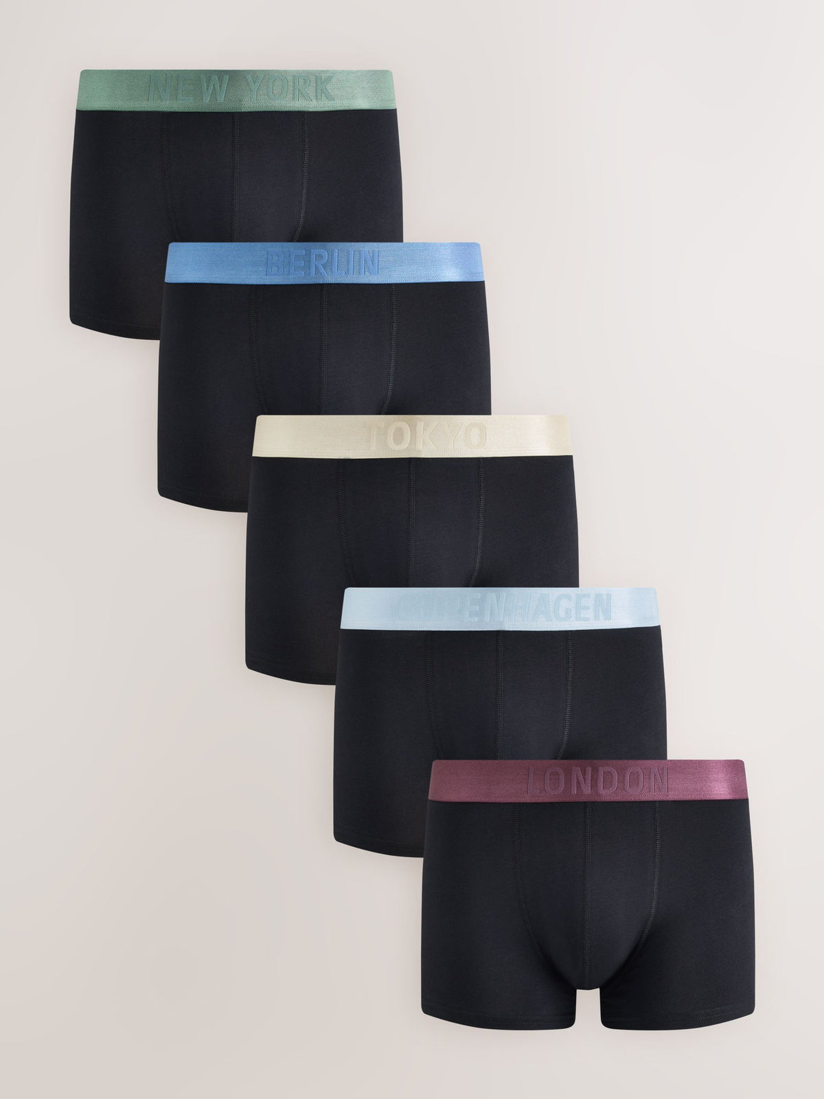 Dsiney Kidz - Black City Name Waistbands Hipster Cotton Rich Boxers 5 Pack image 1