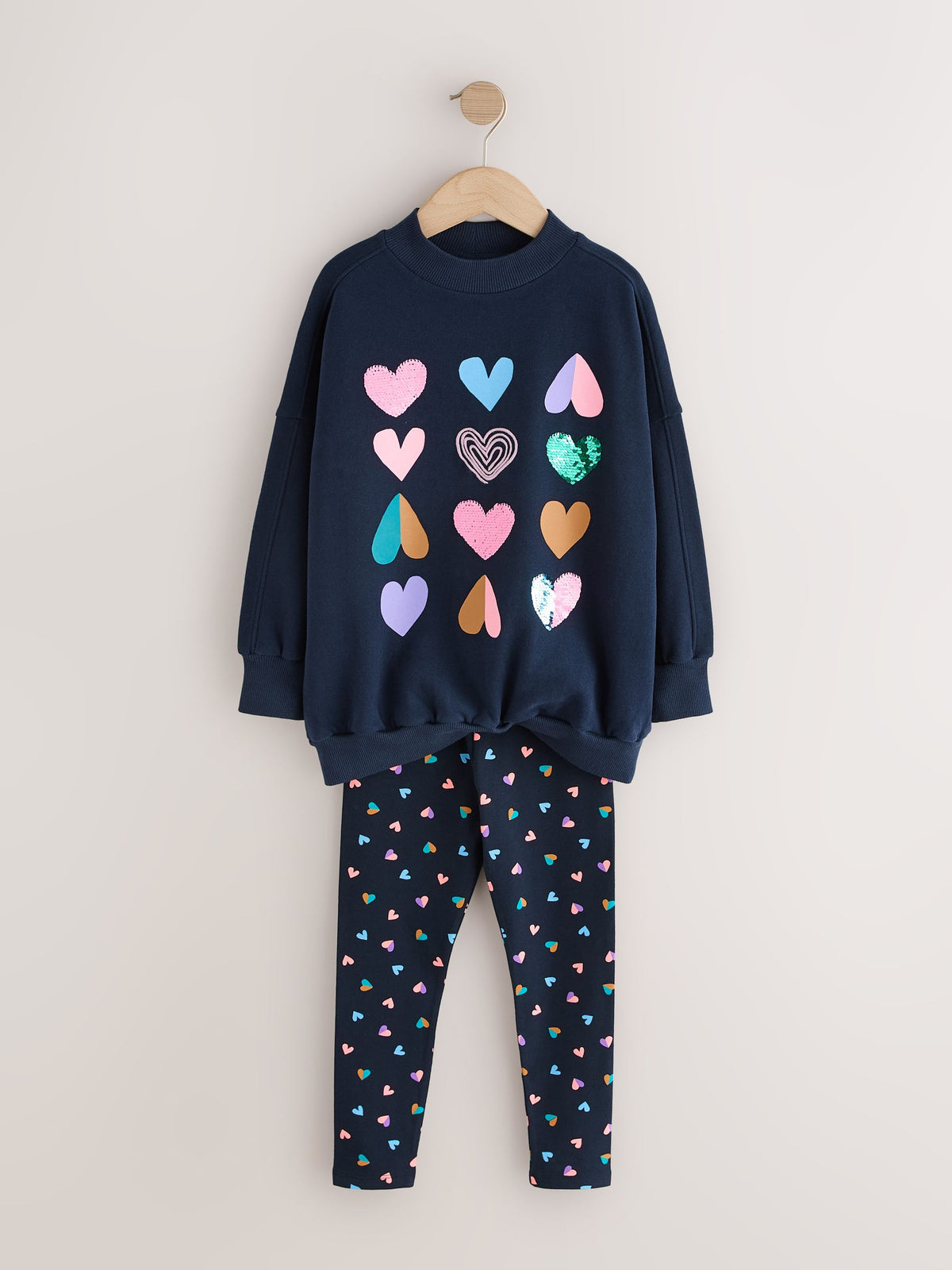 Navy Multi Heart Sweatshirt and Leggings Set (3-16yrs) - image 6