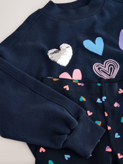 Navy Multi Heart Sweatshirt and Leggings Set (3-16yrs) - image 8