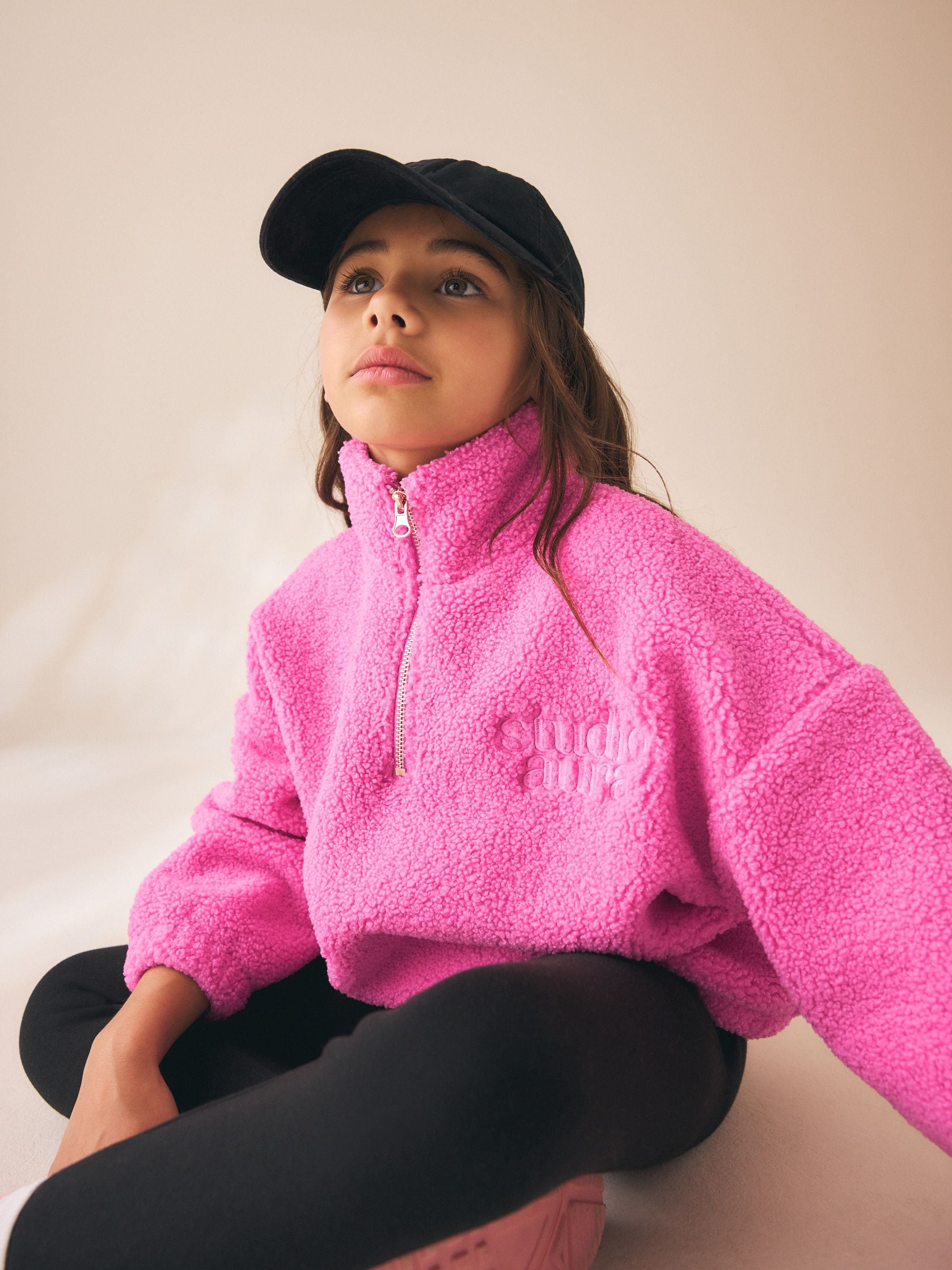 Dsiney Kidz - Pink Cosy Lined Half Zip Borg Jacket (3-16yrs) image 4