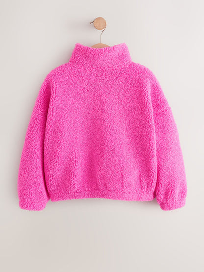 Dsiney Kidz - Pink Cosy Lined Half Zip Borg Jacket (3-16yrs) image 6