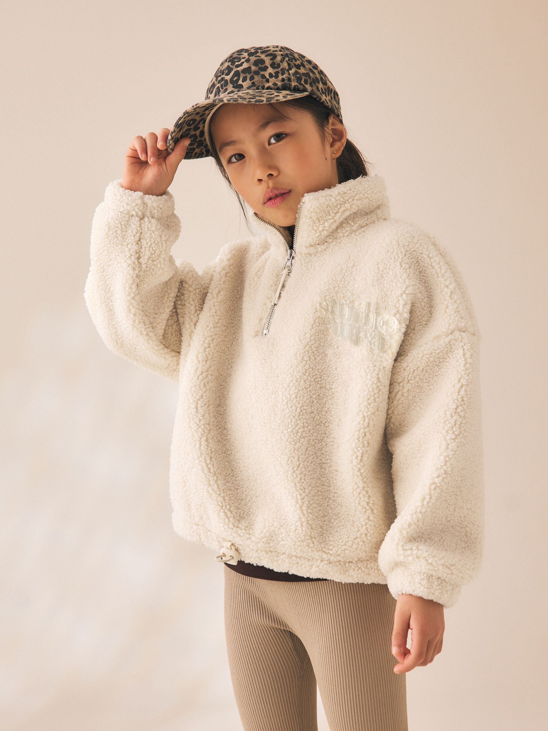 Dsiney Kidz - Neutral Cosy Lined Half Zip Borg Jacket (3-16yrs) image 1