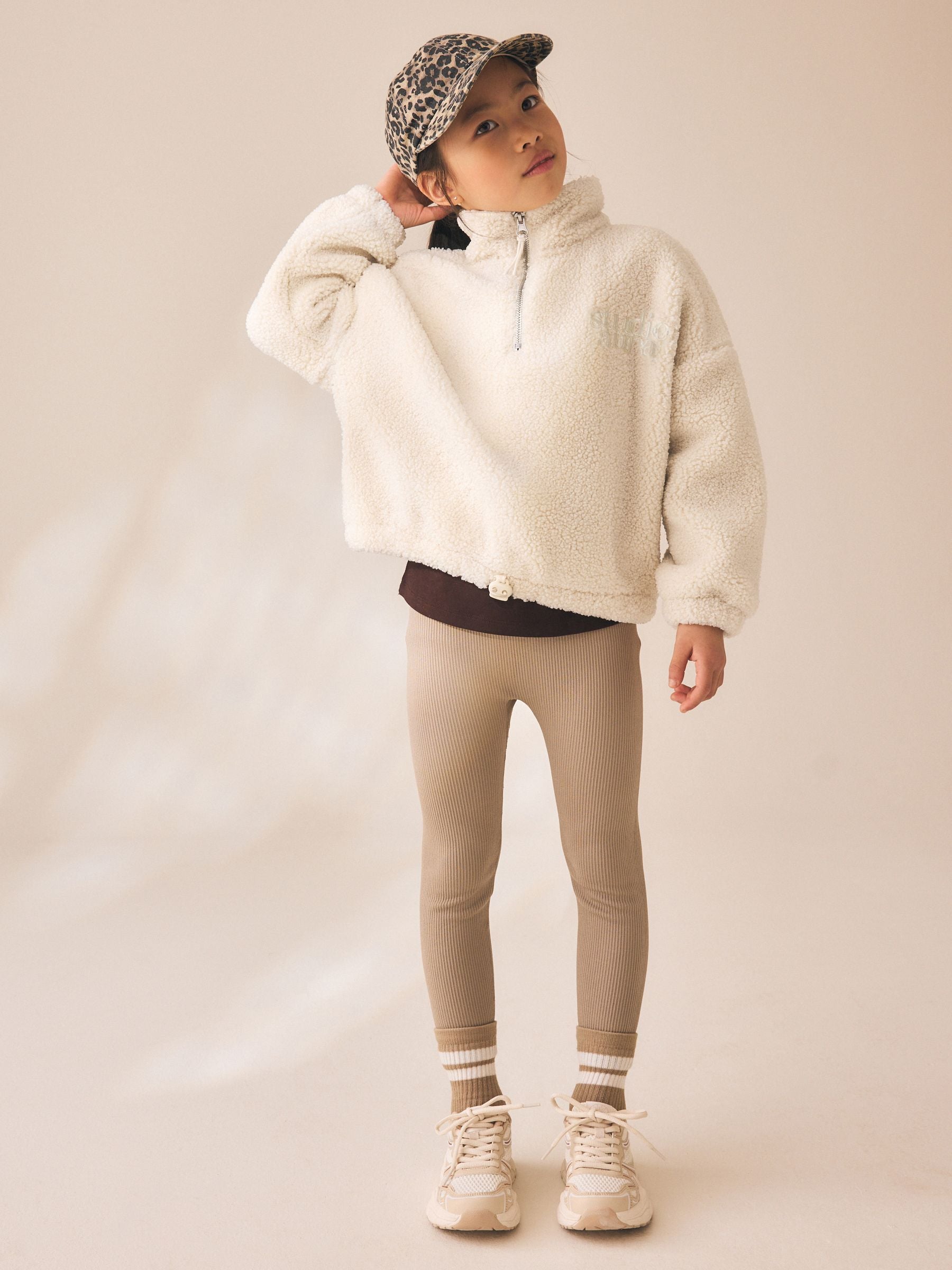 Dsiney Kidz - Neutral Cosy Lined Half Zip Borg Jacket (3-16yrs) image 2