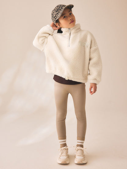 Dsiney Kidz - Neutral Cosy Lined Half Zip Borg Jacket (3-16yrs) image 2