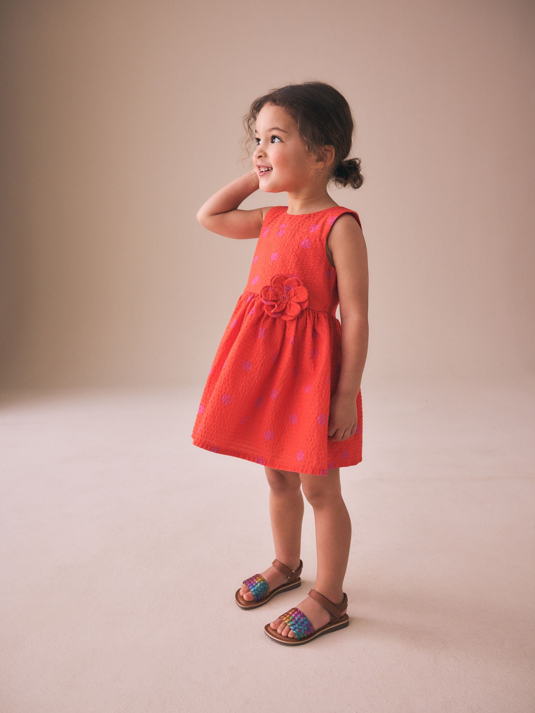 Orange & Pink Spot Corsarge Occasion Dress (3mths-8yrs) image 2
