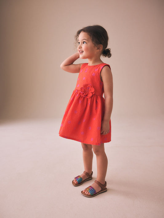 Orange & Pink Spot Corsarge Occasion Dress (3mths-8yrs) image 2
