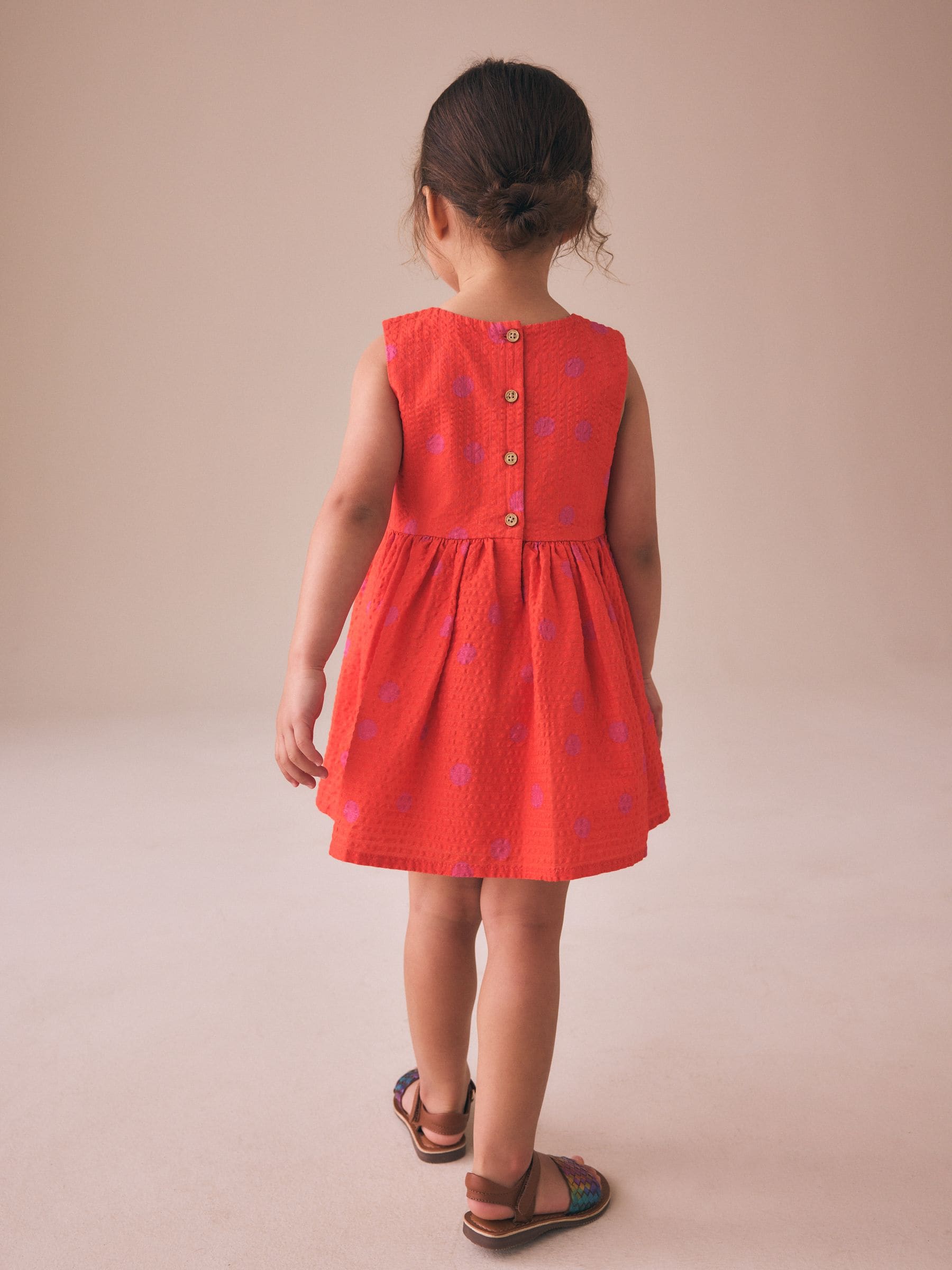 Orange & Pink Spot Corsarge Occasion Dress (3mths-8yrs) image 3