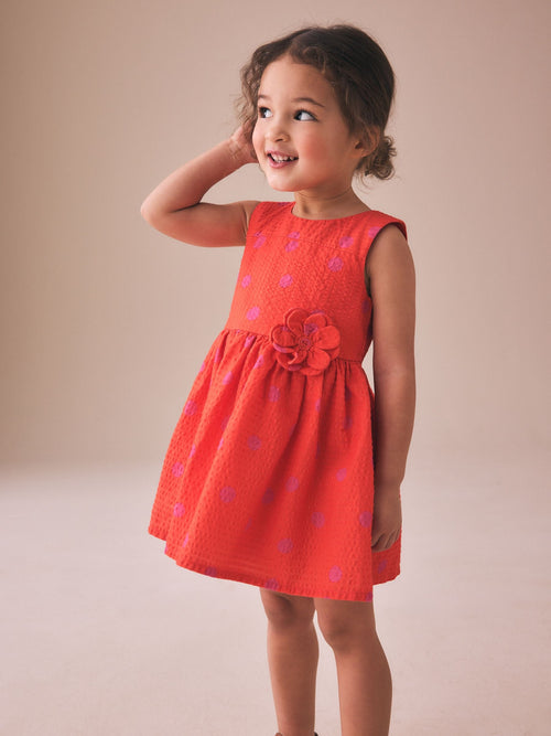 Orange & Pink Spot Corsarge Occasion Dress (3mths-8yrs) image 1