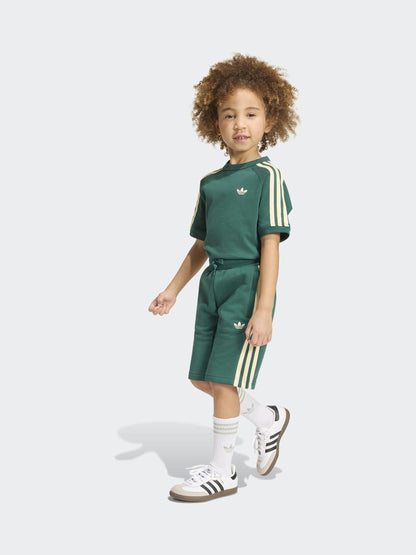 Dsiney Kidz - adidas Originals Green 3 Stripe Top & Shorts Set image 4