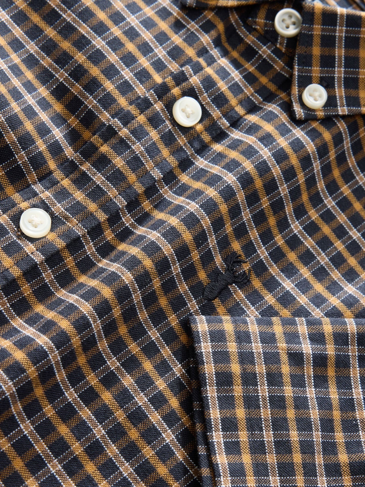 Dsiney Kidz - Chocolate Brown Gingham Logo Short Sleeve Cotton Rich Oxford Shirt (3-16yrs) image 3